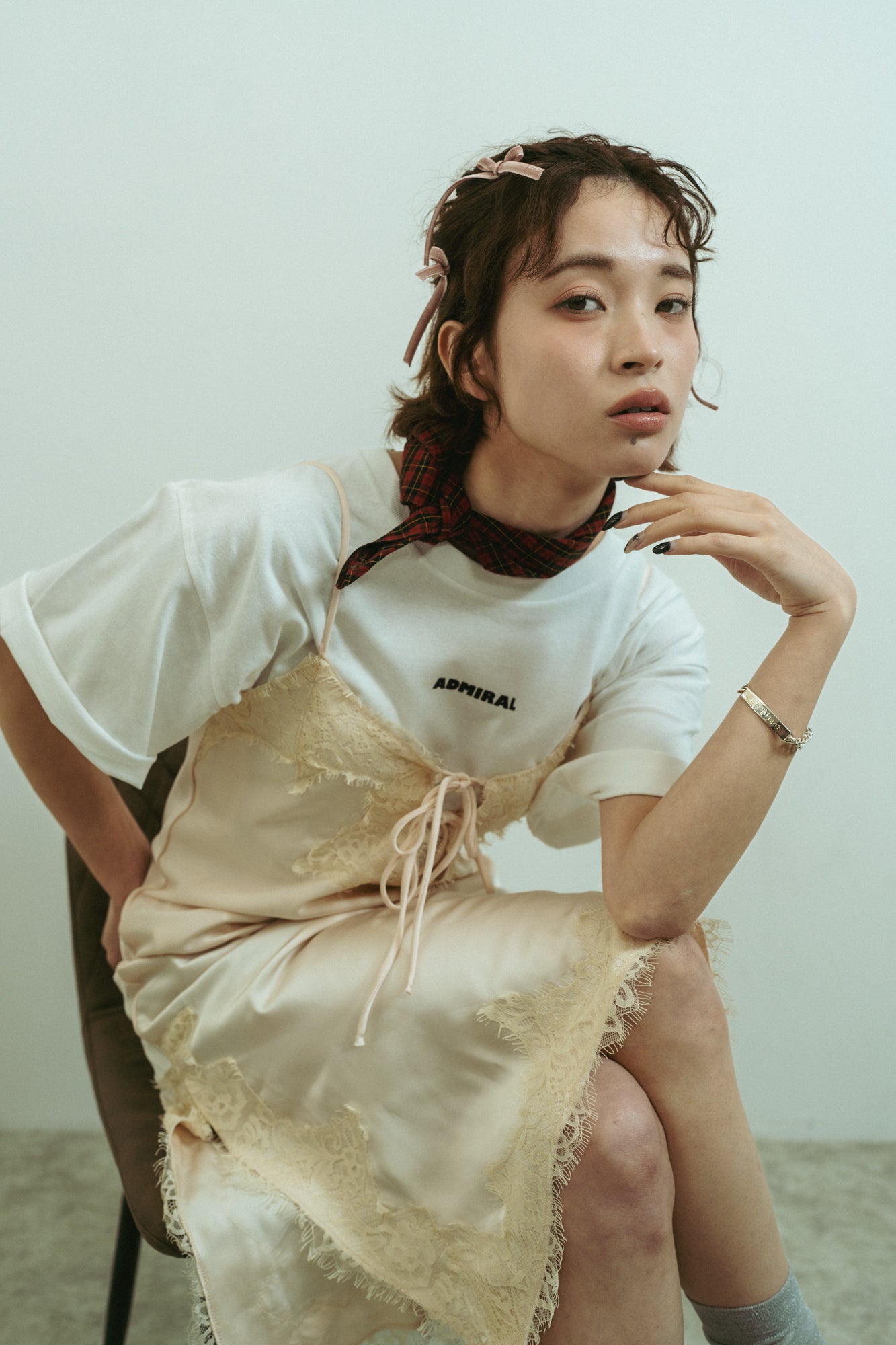 LADY'S　スリット入りビックTシャツ　ANLA601